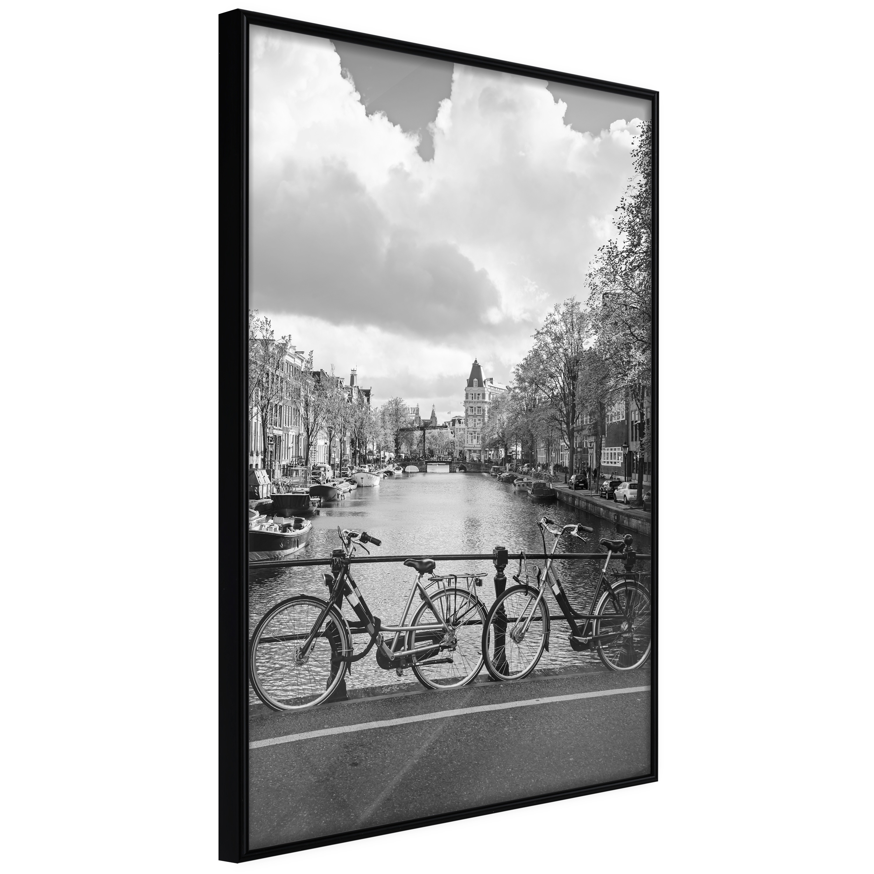 Artgeist Plakat Med Ramme Bicycles Against Canal Guld 30x45 - Artgeist Plakater  - 5903617098253