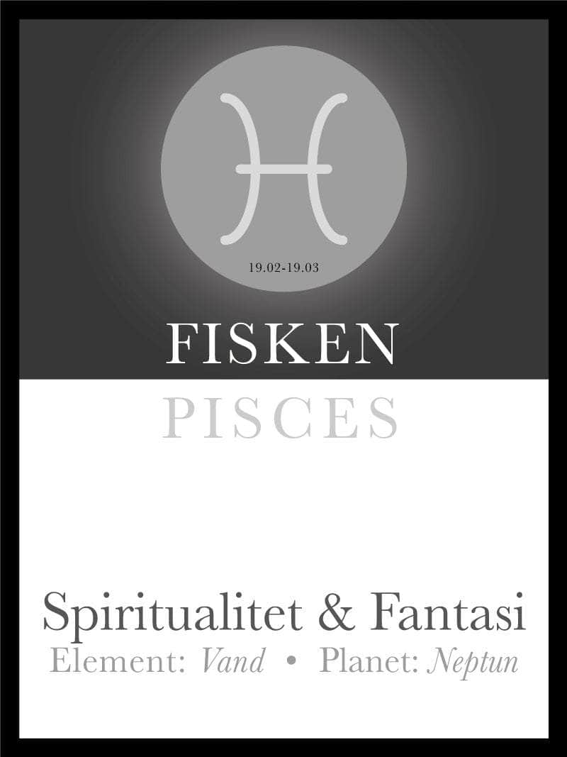 Fisken Stjernetegn Tekst Plakat - Egly Design Plakater