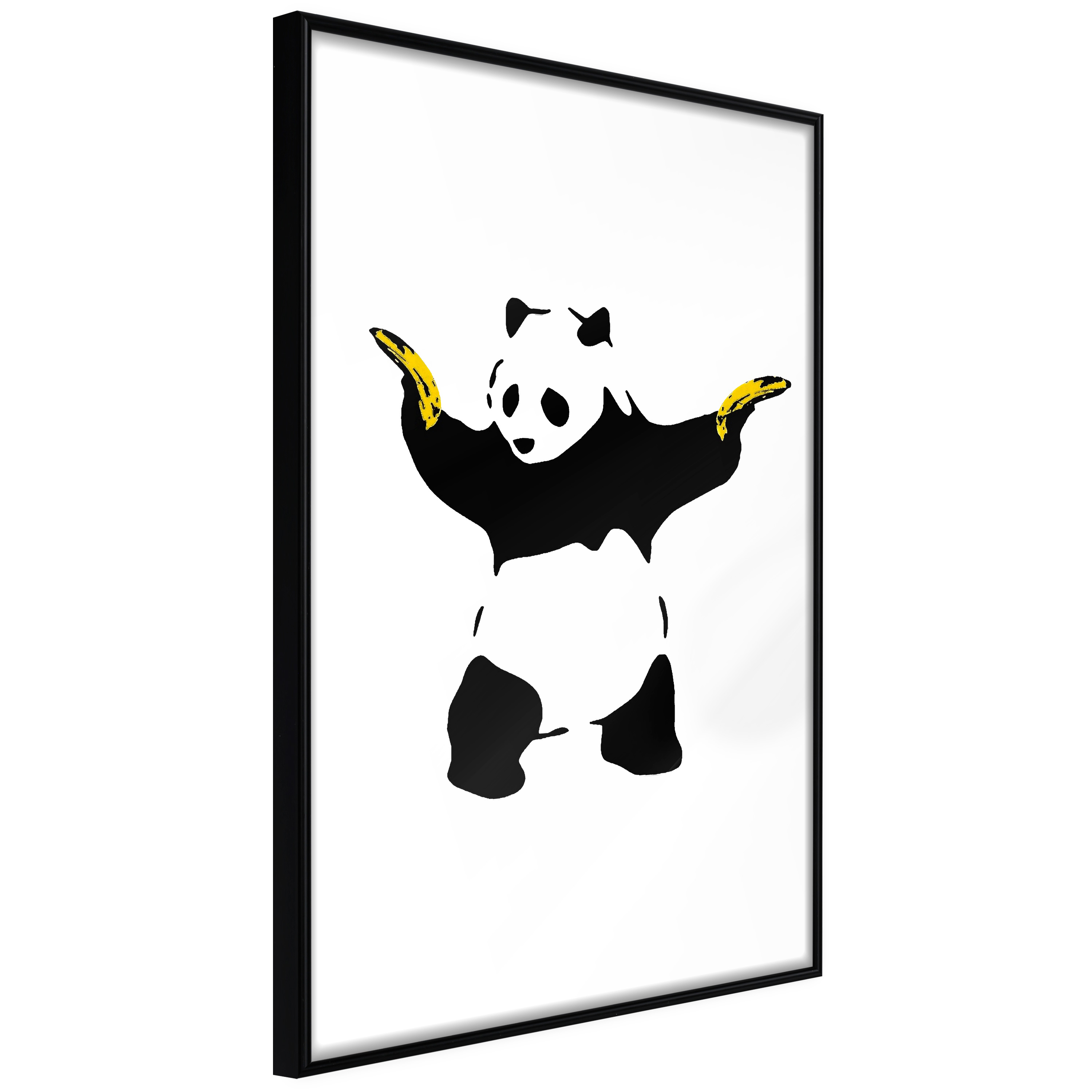 Artgeist Plakat Med Ramme Banksy: Panda With Guns Guld Med Passepartout 30x45 - Artgeist Plakater  - 5904419733922