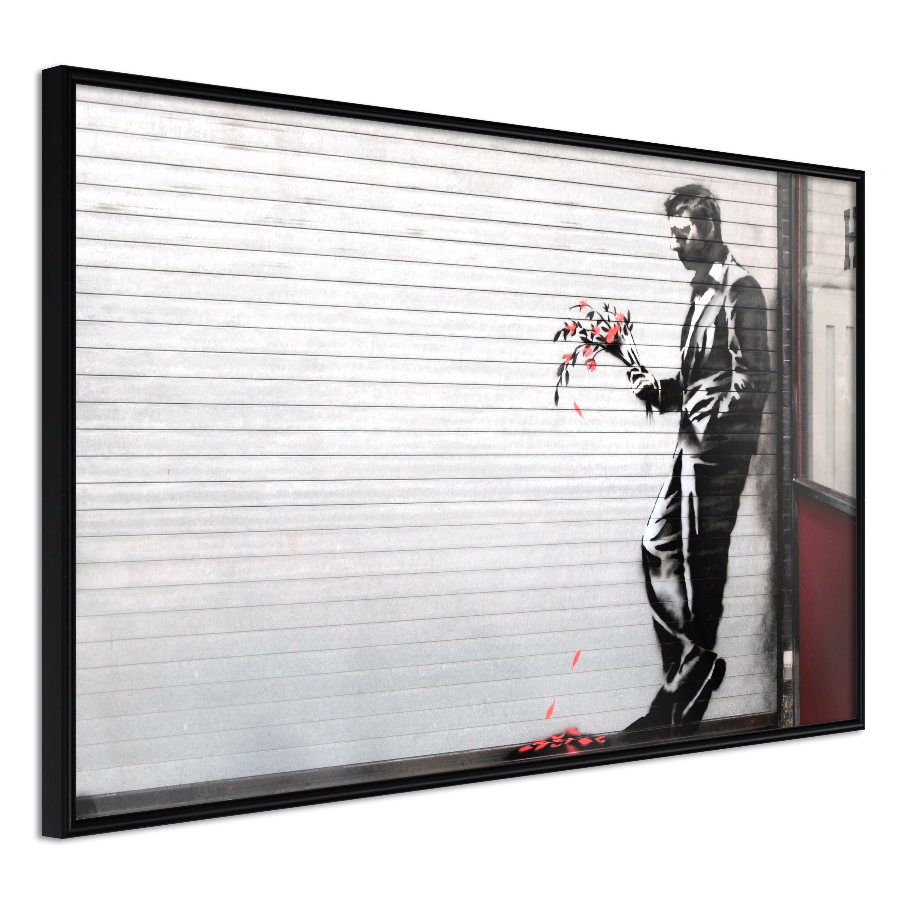 Artgeist Plakat Med Ramme Banksy: Waiting Vain Guld 60x40 - Artgeist Plakater  - 5901493669826