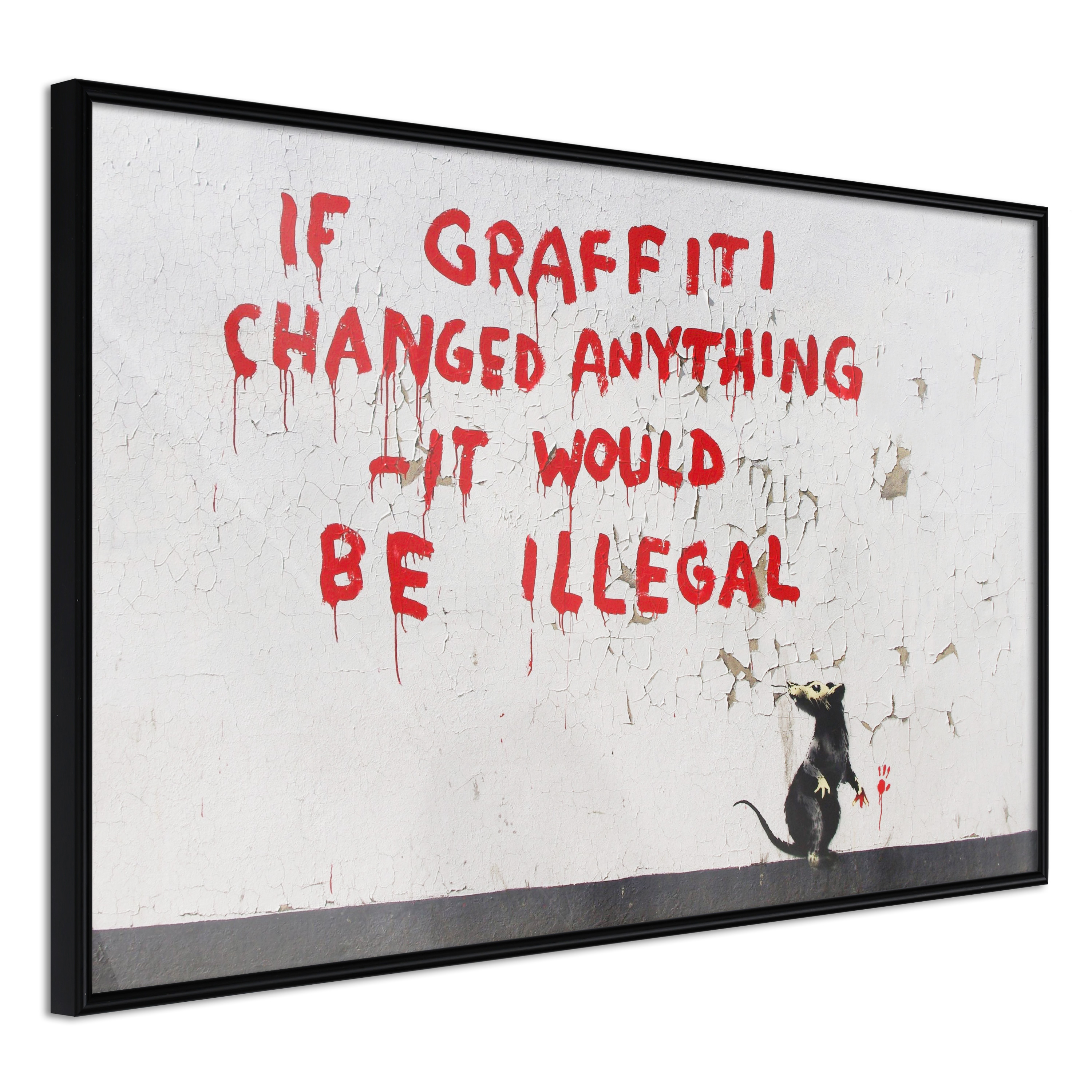 Sort Artgeist Plakat Med Ramme Banksy: Graffiti Changed Anything Med Passepartout 90x60 - Artgeist Plakater  - 5901493668553