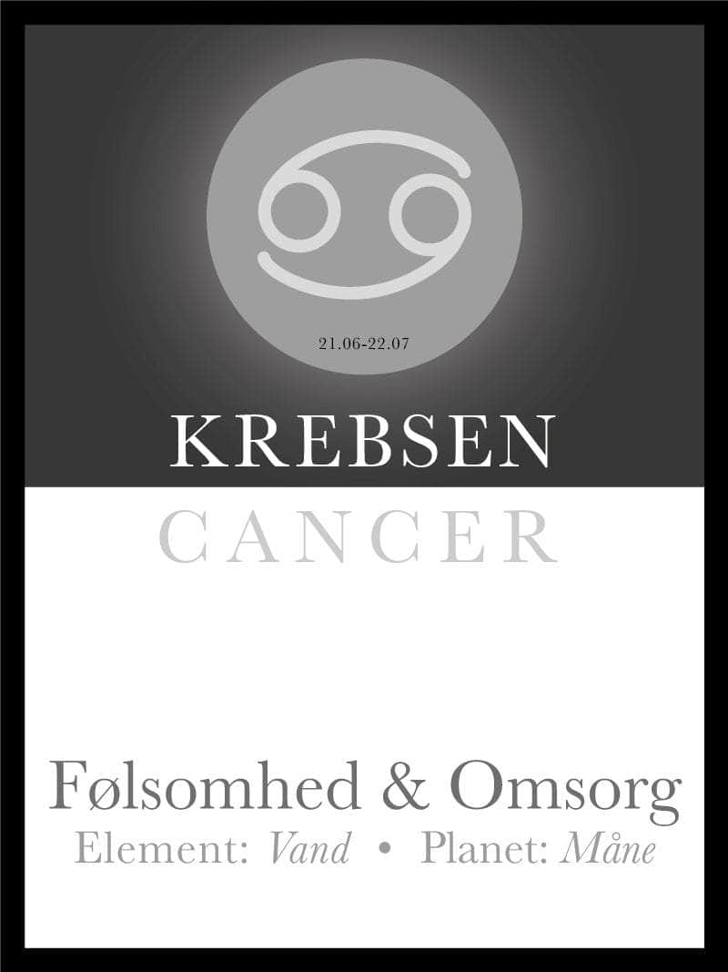 Krebsen Stjernetegn Tekst Plakat - Egly Design Plakater