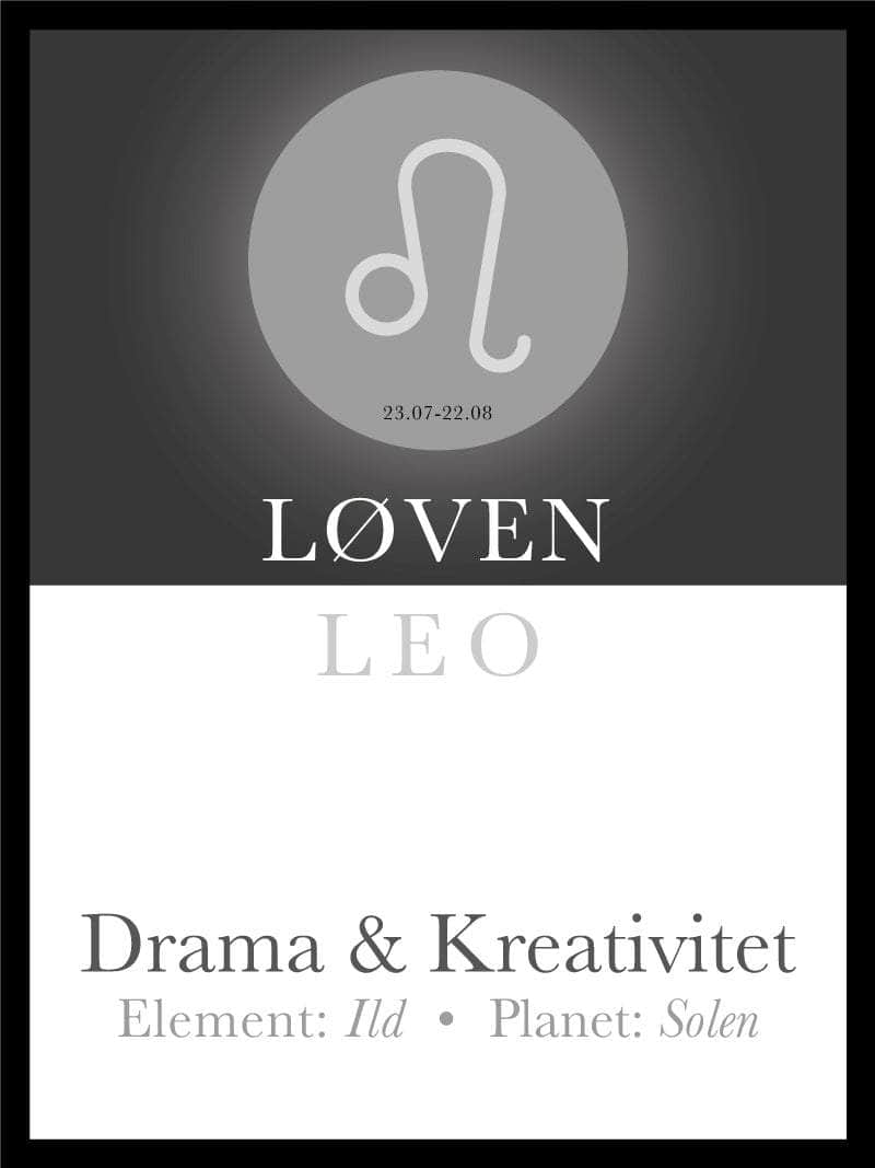 Løven Stjernetegn Tekst Plakat - Egly Design Plakater