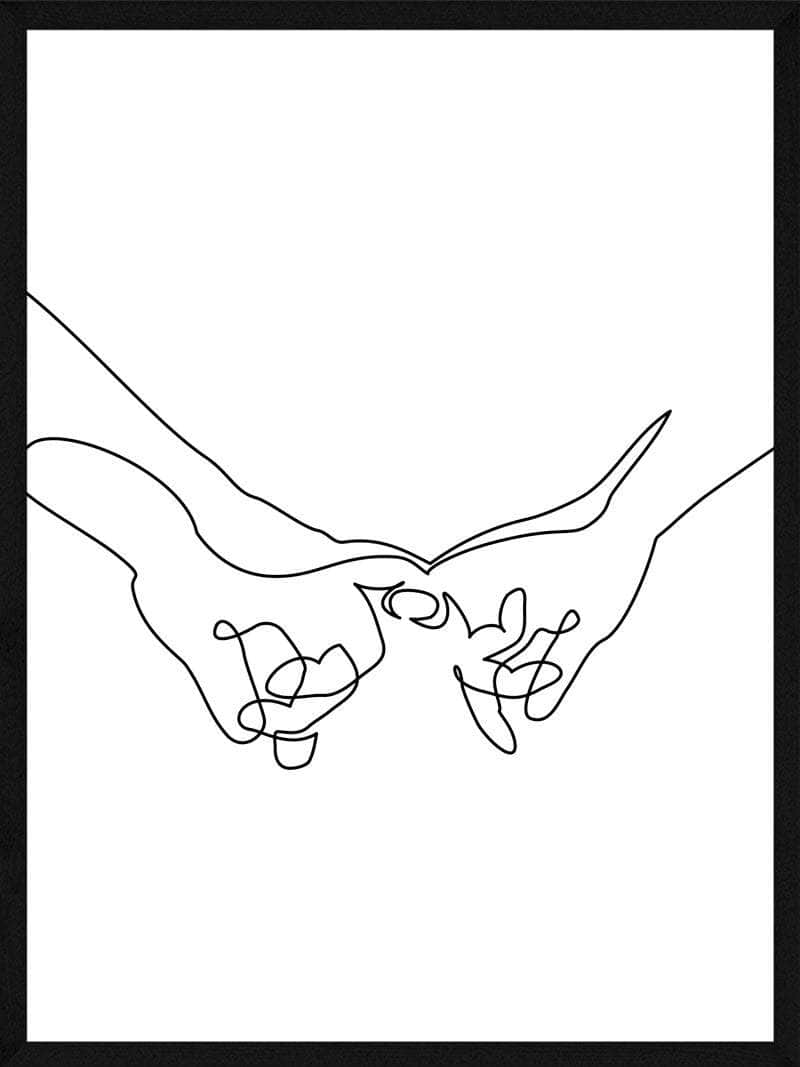 Stregtegning Holding Hands Plakat - Postersbyus Plakater