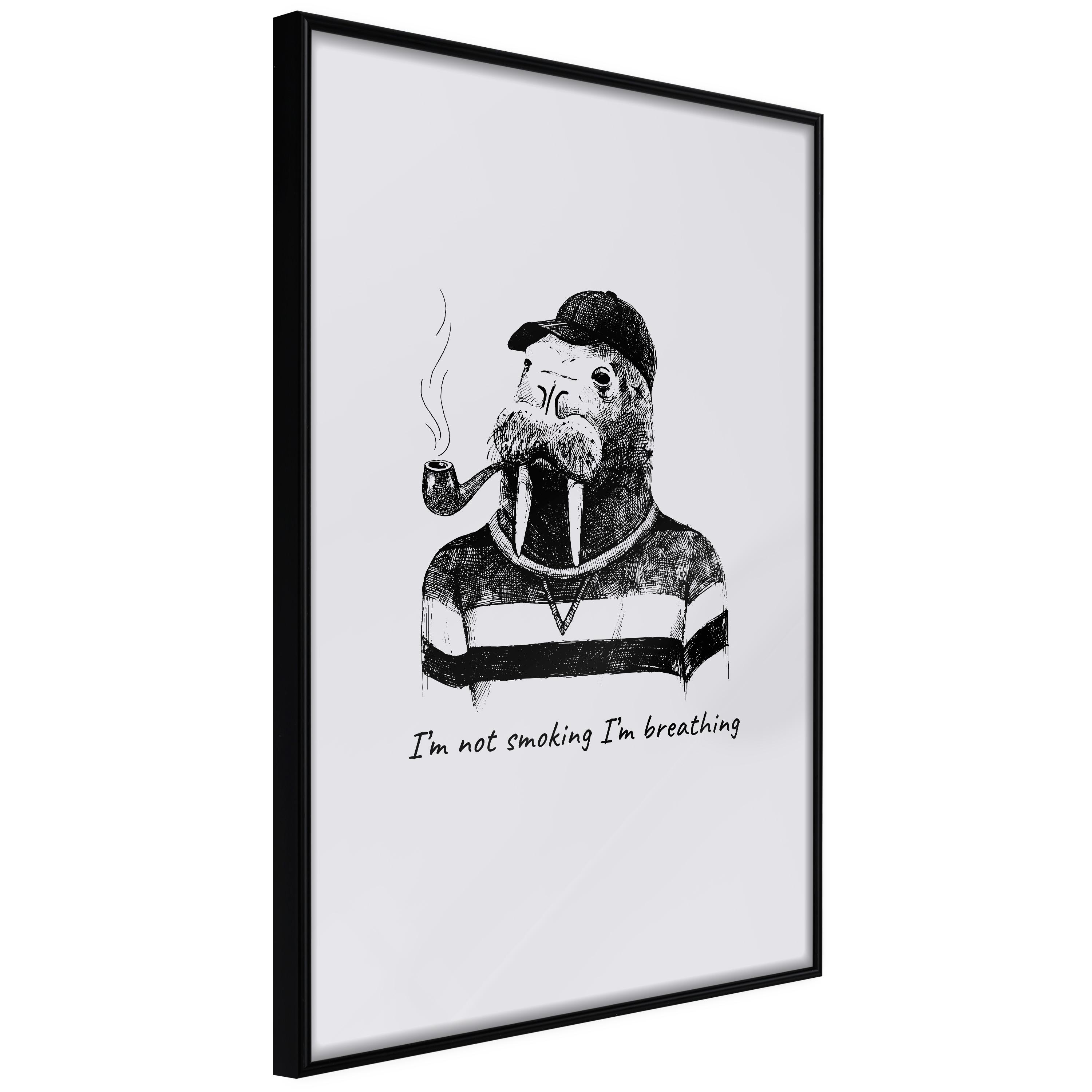 Sort Plakat Not Smoking Breathing Ramme - Plakater  - 5903617112218