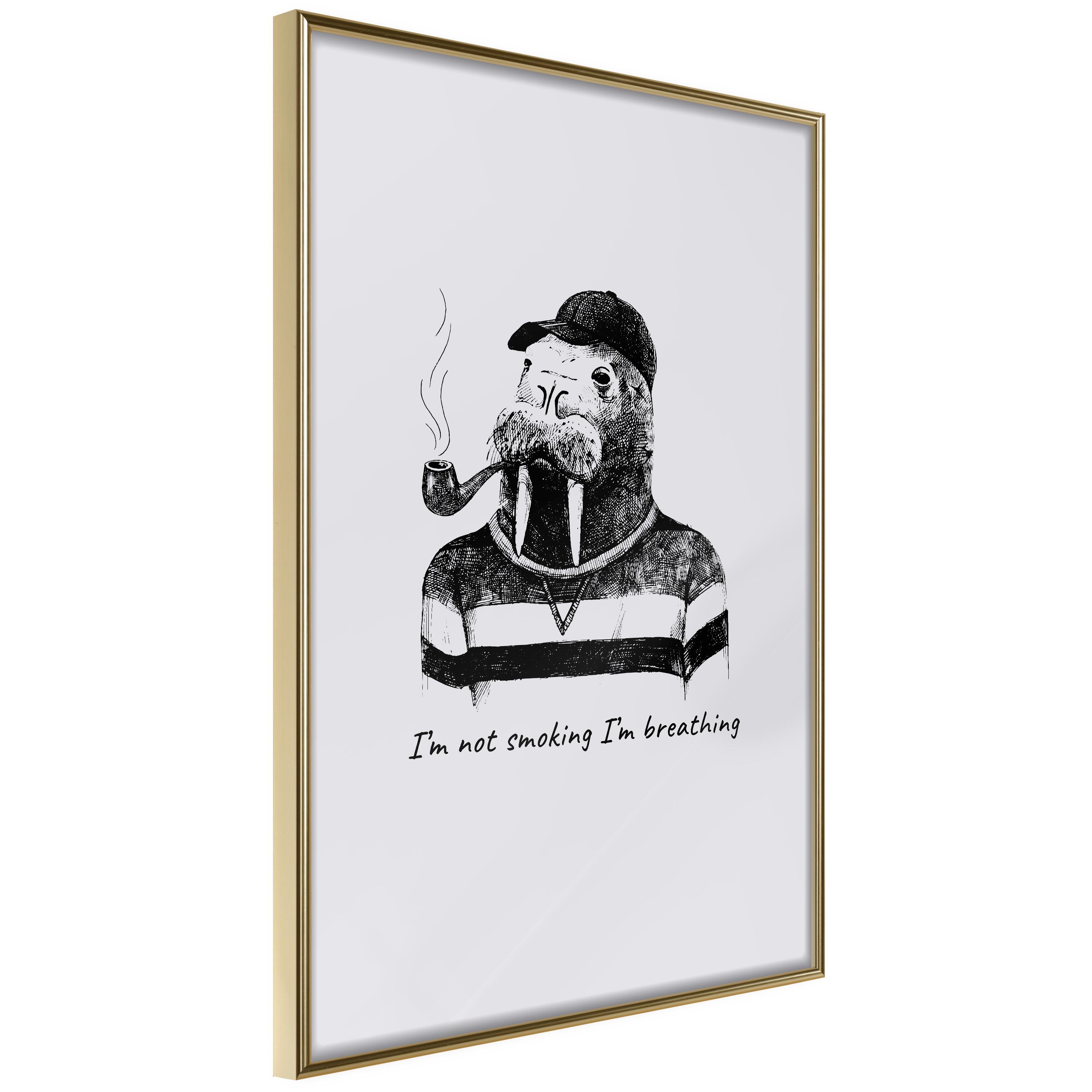 Plakat Not Smoking Breathing Guldramme - Plakater  - 5903617112232