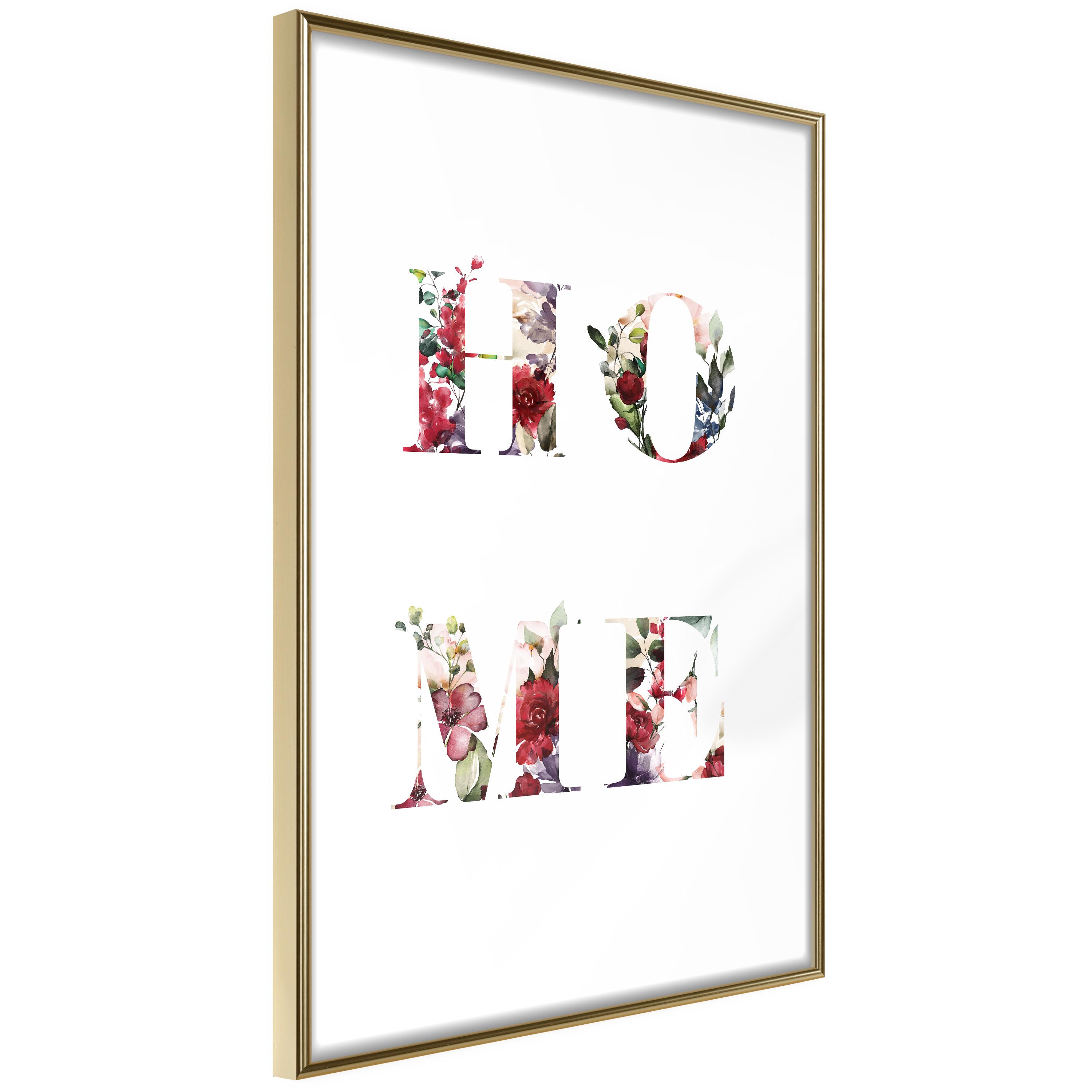 Plakat Home Flowers Guldramme - Plakater  - 5904419734752