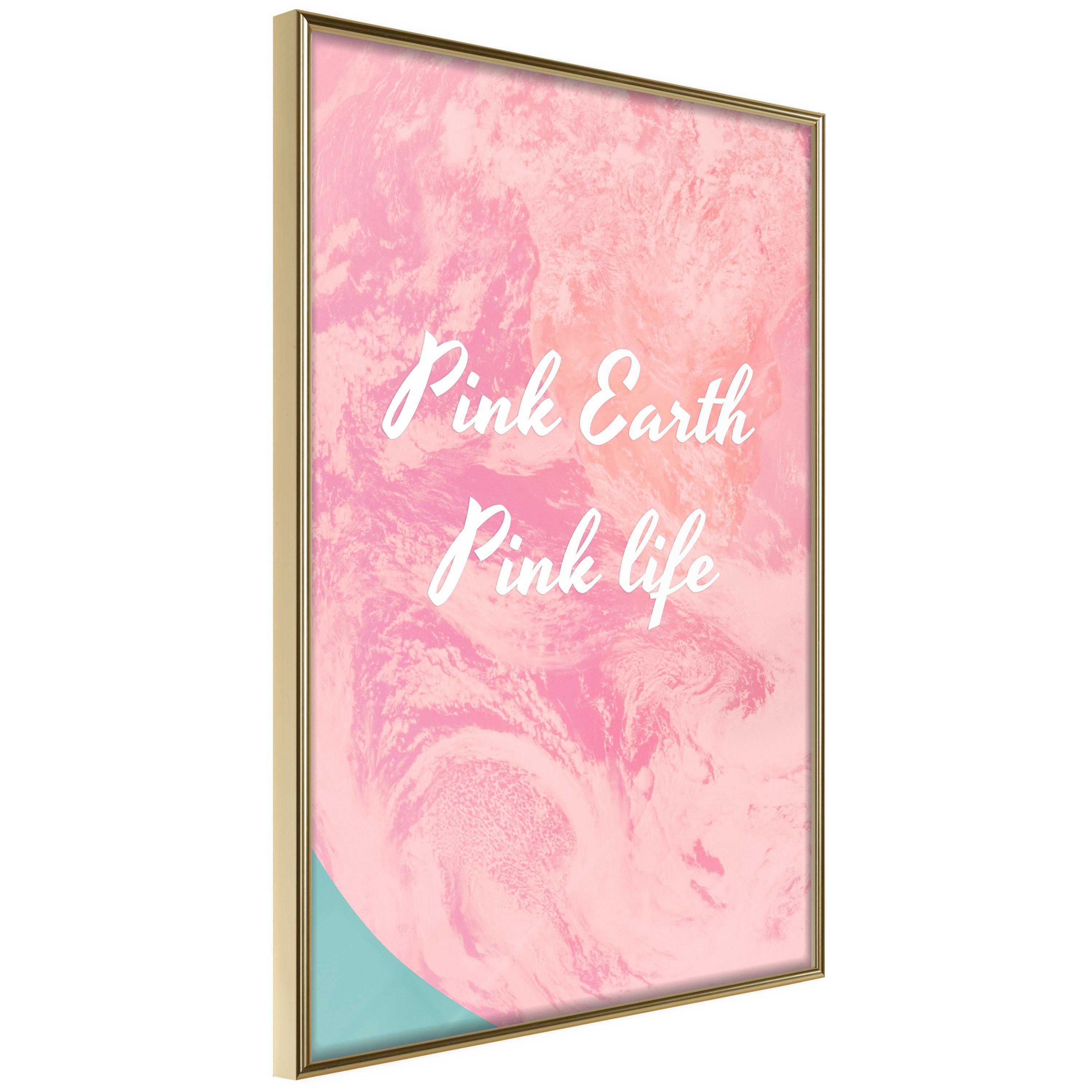 Pink Plakat Earth Life Guldramme - Plakater  - 5904419682190