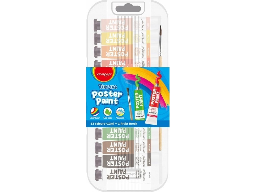 Pbs Connect Poster Paint Keyroad 12x12ml Gratis Pensel Æske Blandede Farver - Pbs Connect Plakater  - 6941288775027