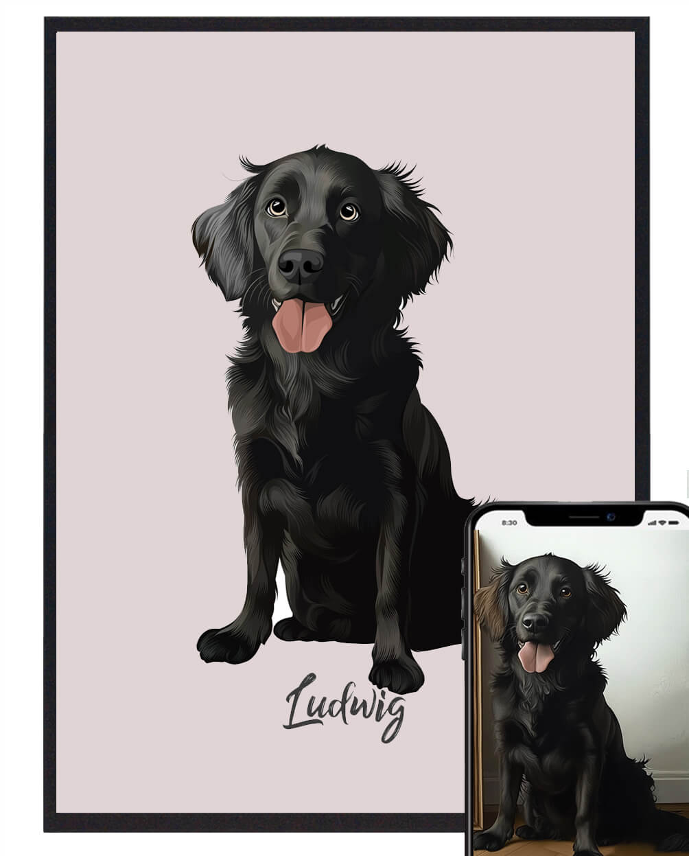 21x29,7cm (a4)) Hundeportræt Med Hel Krop Plakat Farvet Baggrund Størrelse: 21x29 7cm - Plakatdyr Plakater