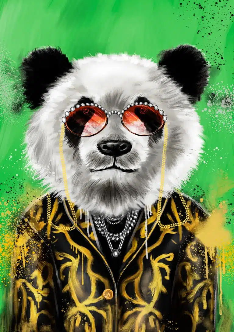 Panda With Gold Jacket Plakat - Plakater