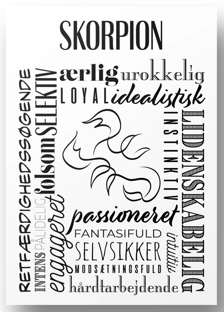 Plakat Skorpion Håndtegnet Stjernetegns Citat - Plakater  - 5740040100388
