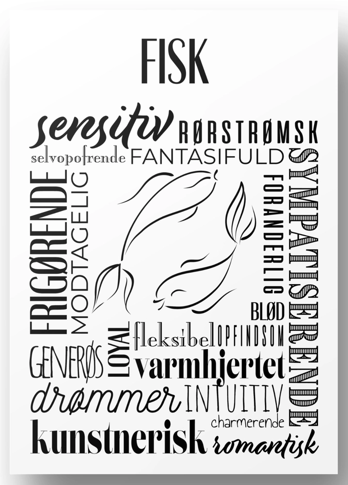 Plakat Fisk Håndtegnet Stjernetegns Citat - Plakater  - 5740040100401