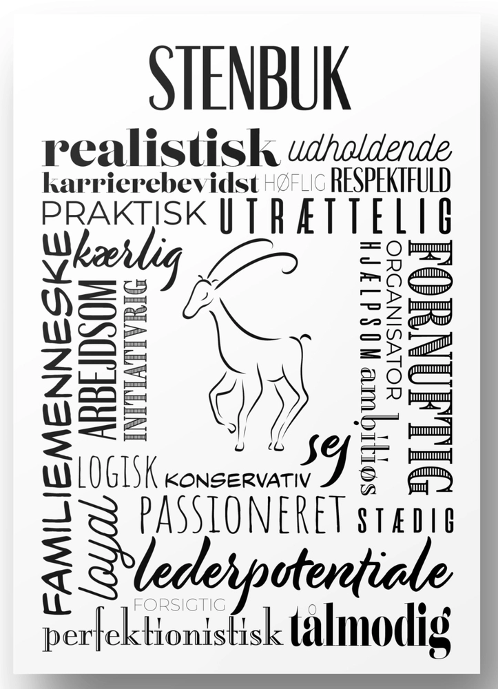 Plakat Stenbuk Håndtegnet Stjernetegns Citat - Plakater  - 5740040100449
