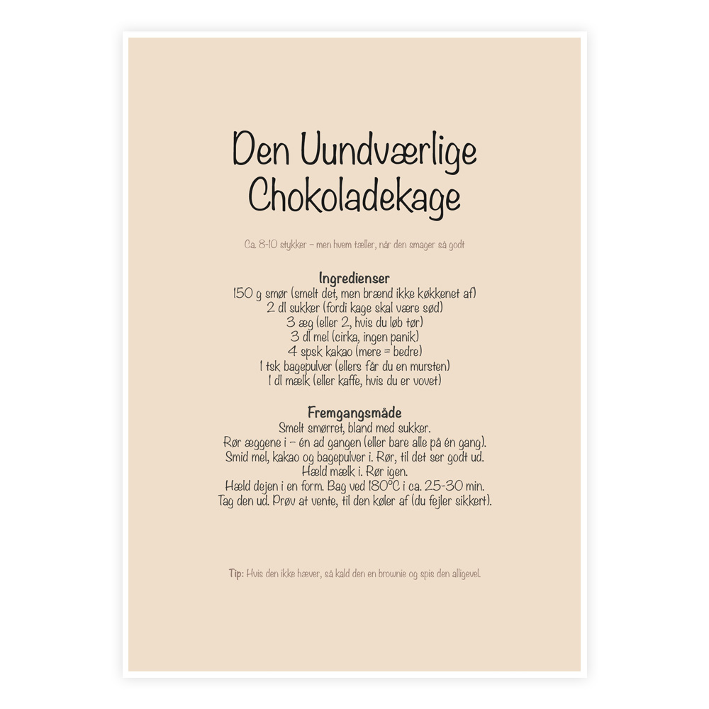 Den Uundværlige Chokoladekage Plakat - Designs.dk Plakater