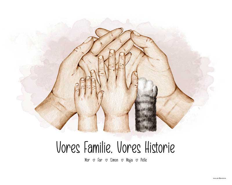 Design Selv Plakat: Familie Hænder Liggende - Plakater