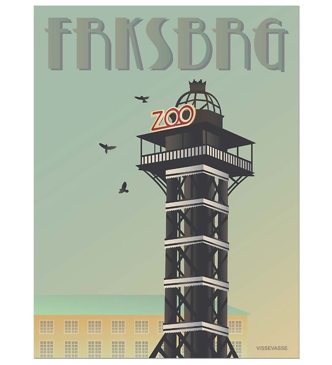 Blå Vissevasse Plakat 30x40 Frederiksberg Zoo Tårnet - Vissevasse Plakater  - 5713138310426