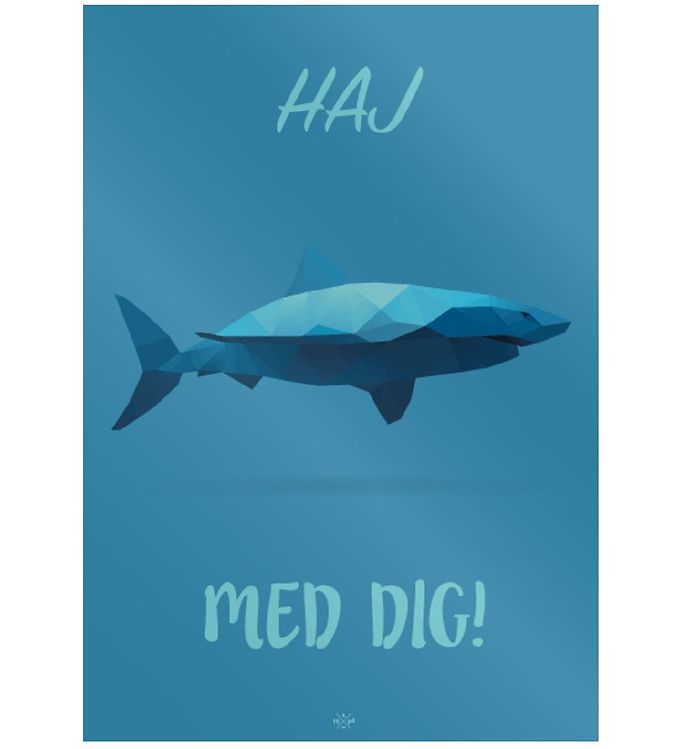 Blå Citatplakat Plakat Haj Med Dig - Citatplakat Plakater  - 5714460041378