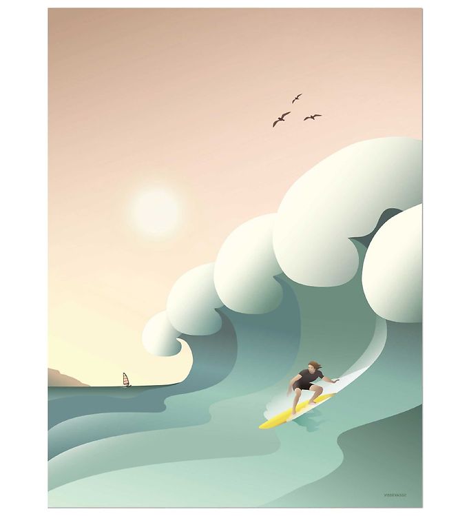 Blå Vissevasse Plakat 50x70 Surfer - Vissevasse Plakater  - 5713138805830