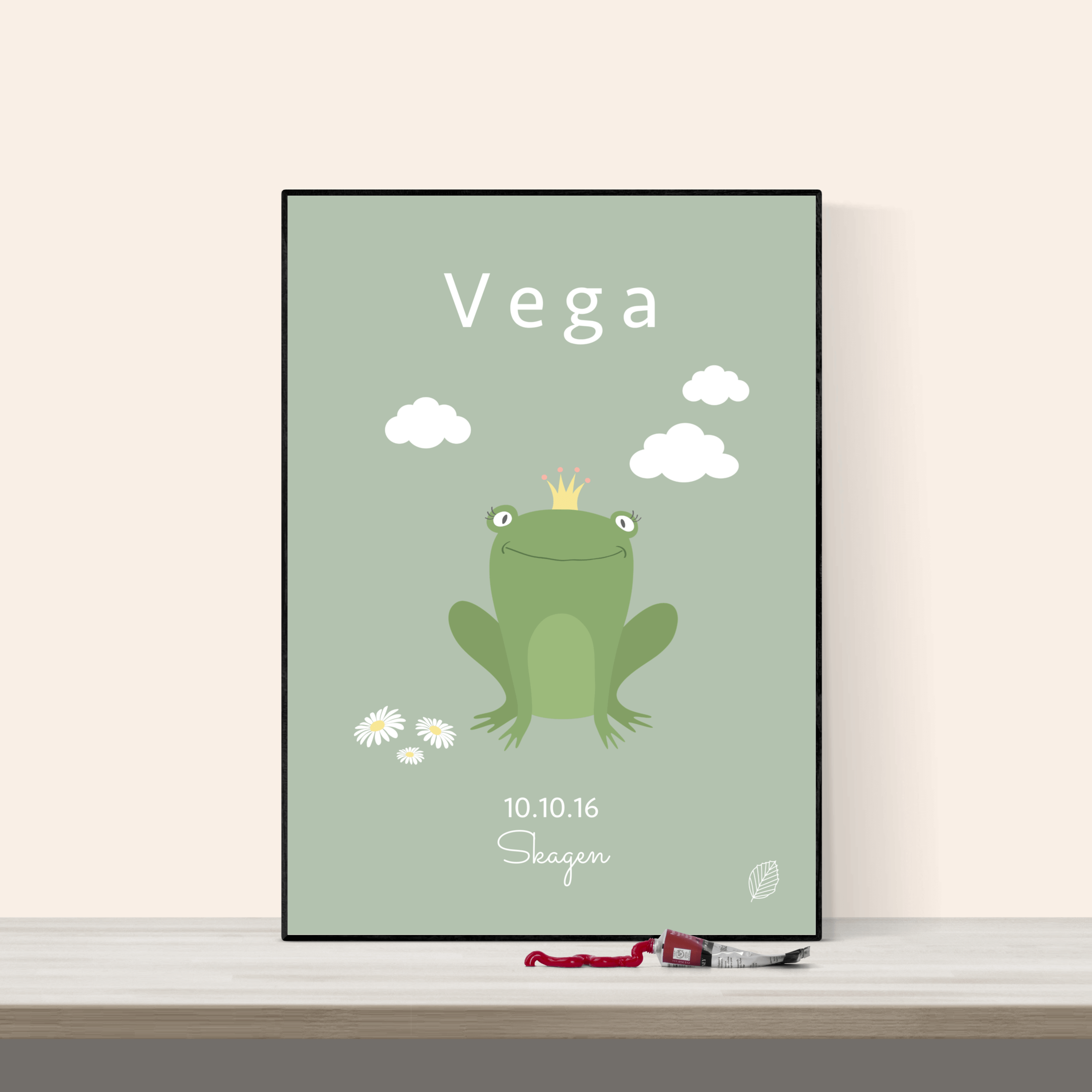 Grøn Navneplakat Personlig Plakat Navn Fødselsdag Frø 30x40 - Nordic Simply Plakater