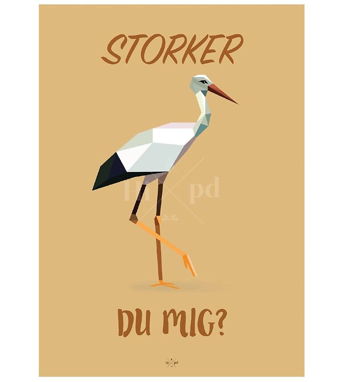 Brun/Gul Hipd Plakat 50x70 Stork - Hipd Plakater