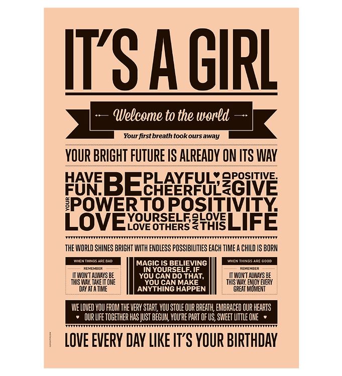 Rosa Love Type Plakat Love Typography Girl - I Love My Type Plakater  - 5713160001033