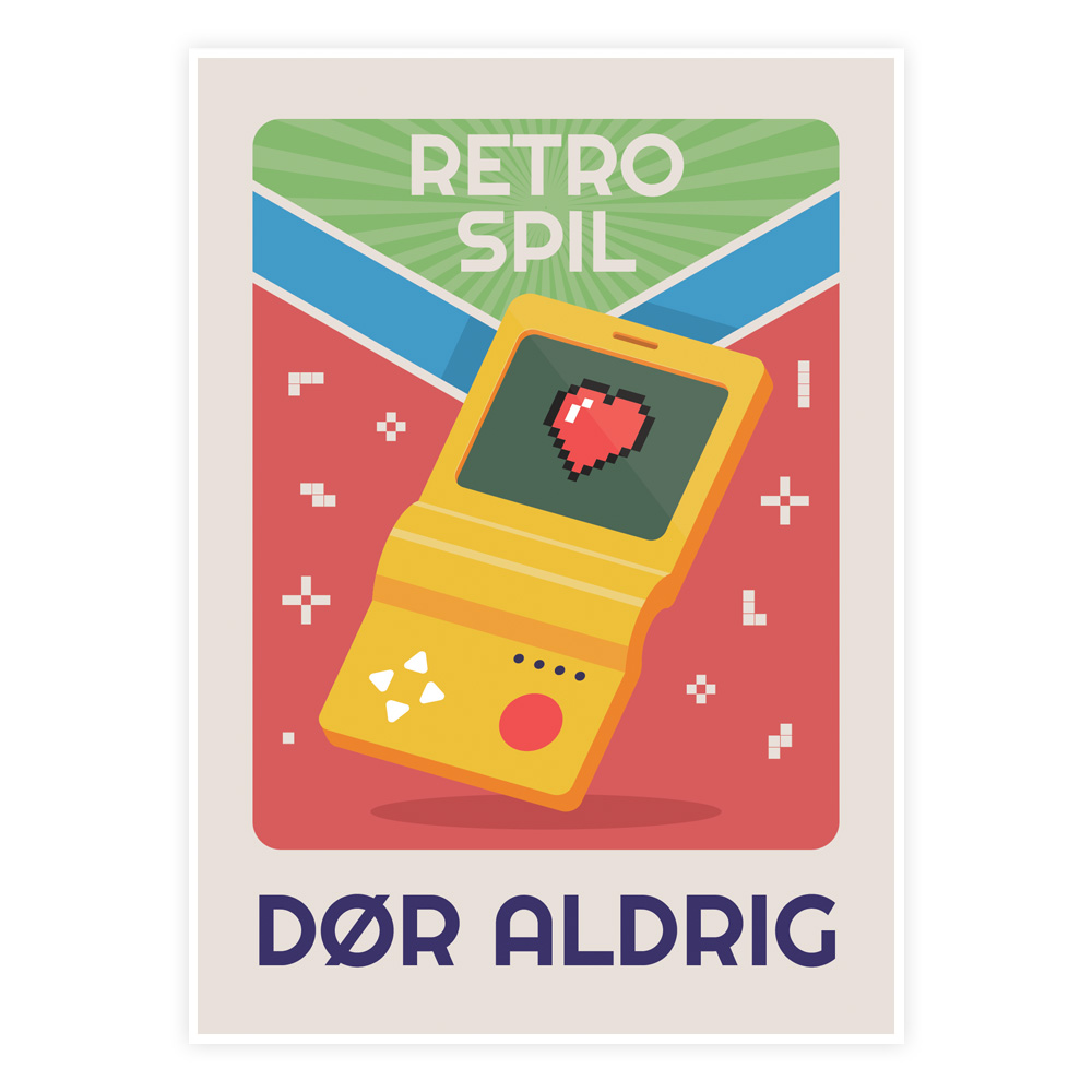 Retro Spil Dør Aldrig Plakat - Designs.dk Plakater