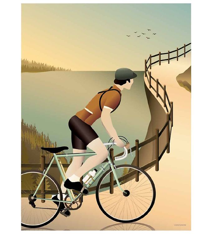 Grøn Vissevasse Plakat 30x40 Cycling The Hills - Vissevasse Plakater  - 5713138001720