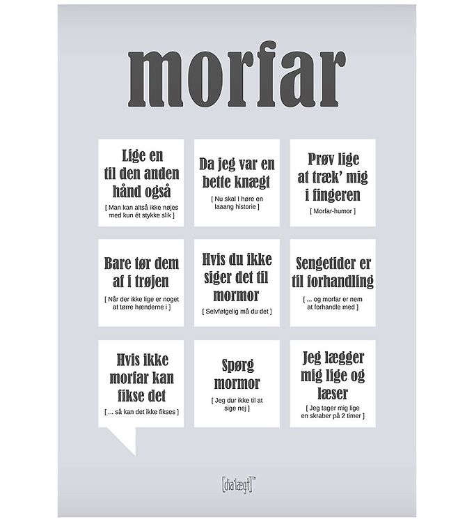 Grå Dialægt Plakat 30x42 Morfar - Dialægt Plakater  - 5714460341867