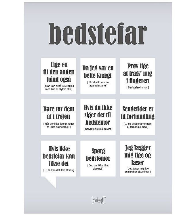 Grå Dialægt Plakat 30x42 Bedstefar - Dialægt Plakater  - 5714460342048