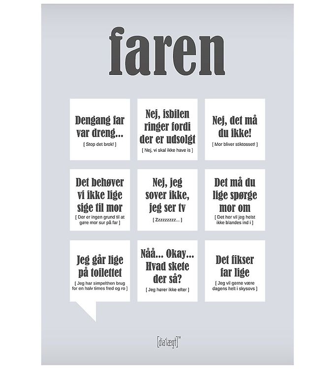 Grå Dialægt Plakat 30x42 Faren - Dialægt Plakater  - 5713954363903