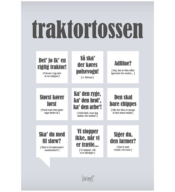 Grå Dialægt Plakat 30x42 Traktortossen - Dialægt Plakater  - 5713954575016