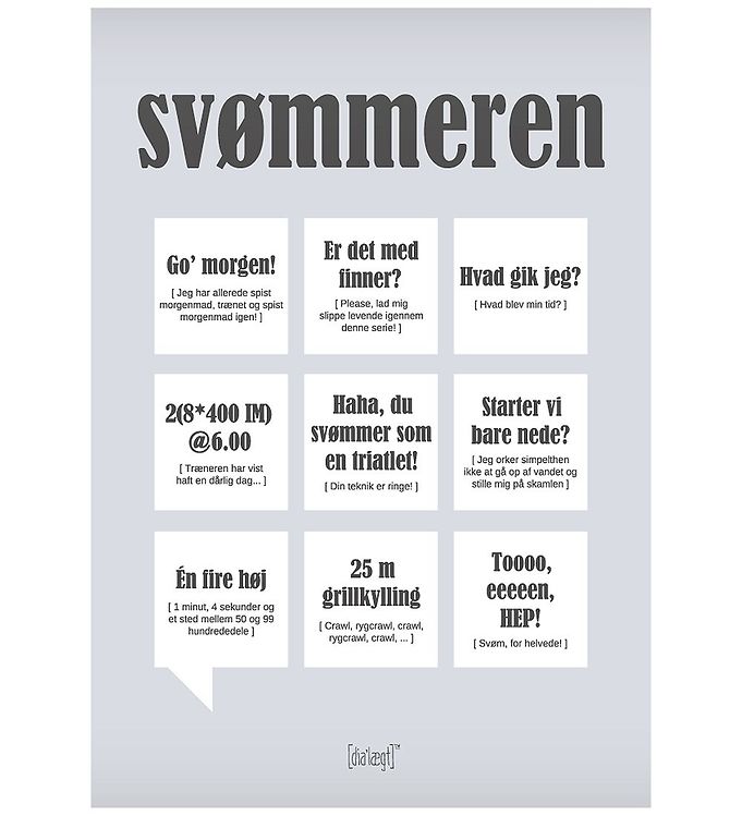 Grå Dialægt Plakat 30x42 Svømmeren - Dialægt Plakater  - 5713954573340