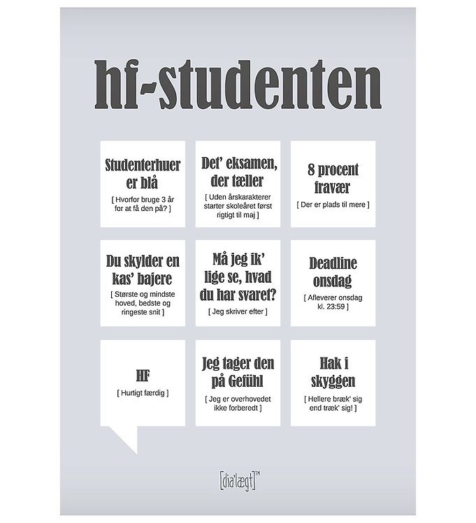 Grå Dialægt Plakat 30x42 Studenten - Dialægt Plakater  - 5713954395478
