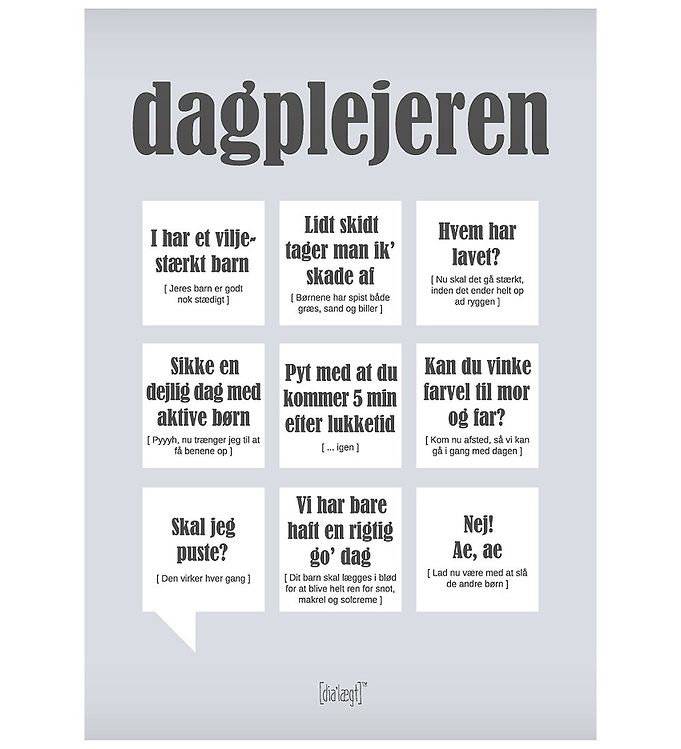 Grå Dialægt Plakat 50x70 Dagplejeren - Dialægt Plakater  - 5713954261278