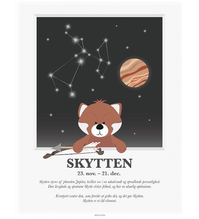 Multifarvet Kids Friis Plakat Stjernetegn Skytten - Kids By Friis Plakater  - 5704653004068