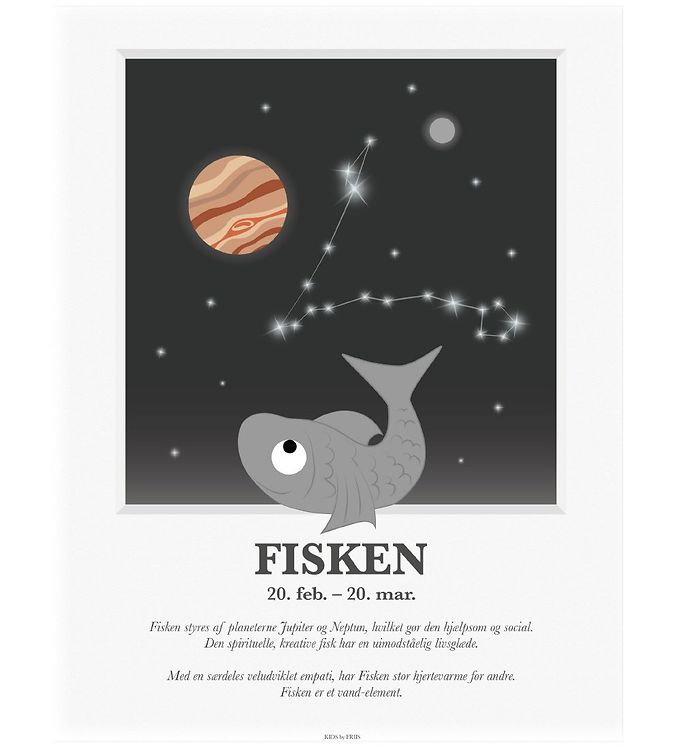 Multifarvet Kids Friis Plakat Stjernetegn Fisken - Kids By Friis Plakater  - 5704653004099