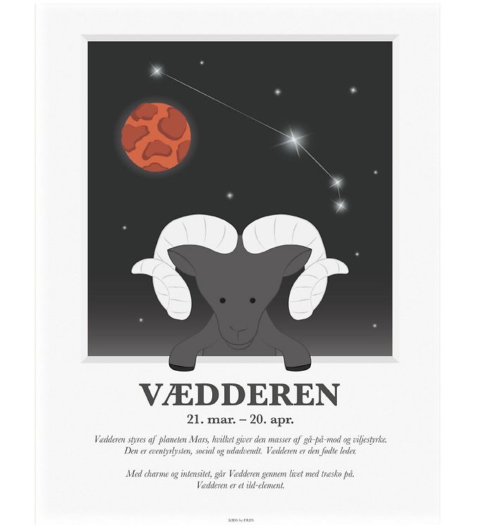 Multifarvet Kids Friis Plakat Stjernetegn Vædderen - Kids By Friis Plakater  - 5704653003986