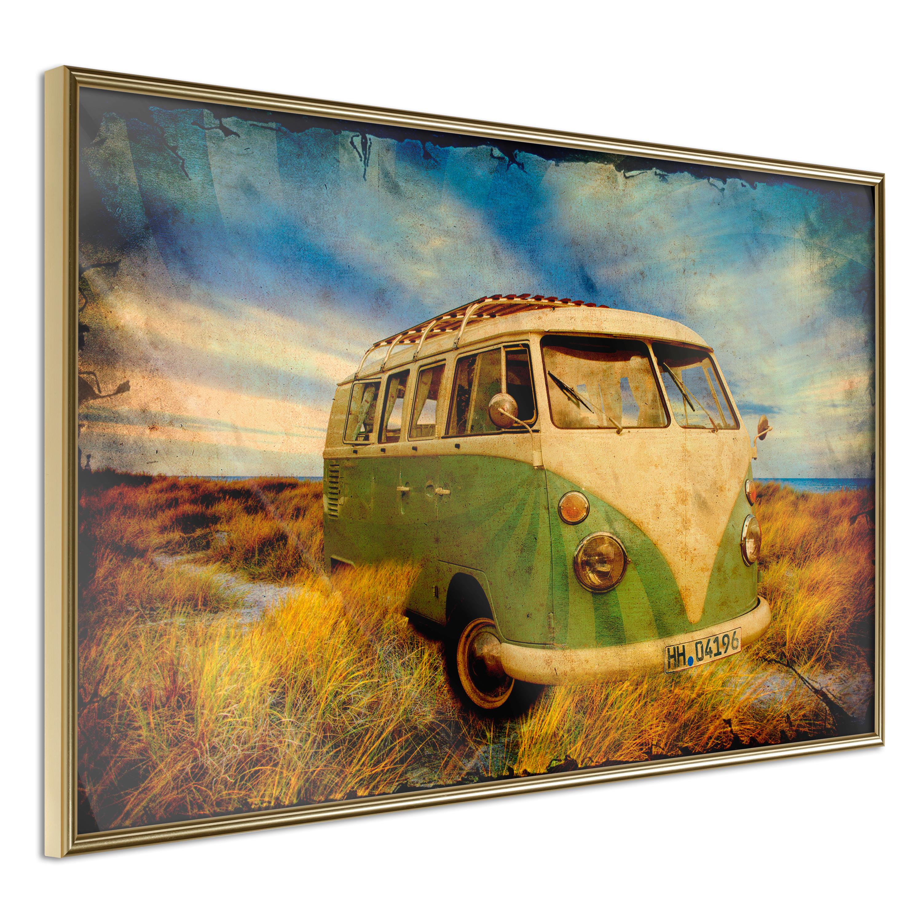 Plakat Retro Bus Guldramme - Boligcenter Plakater  - 5901493650565