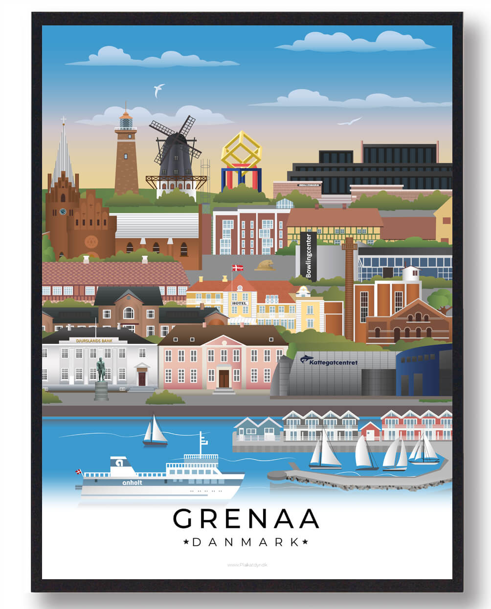 15x21cm (a5)) Grenaa Byplakat Størrelse: 15x21cm - Plakatdyr Plakater