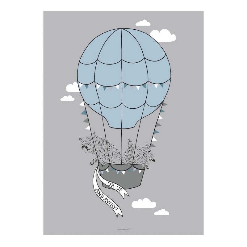 Plakat Bloomingville Bjørn Luftballon 70x50 - Plakater  - 5711173175314