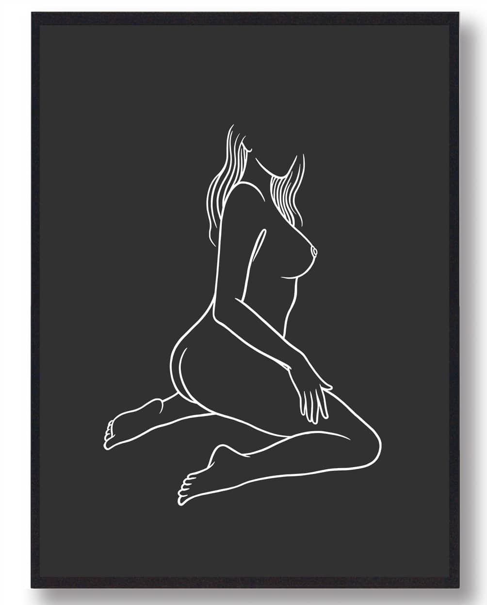 Sort Line Art Stregtegnings Plakat - Plakatdyr.dk Plakater