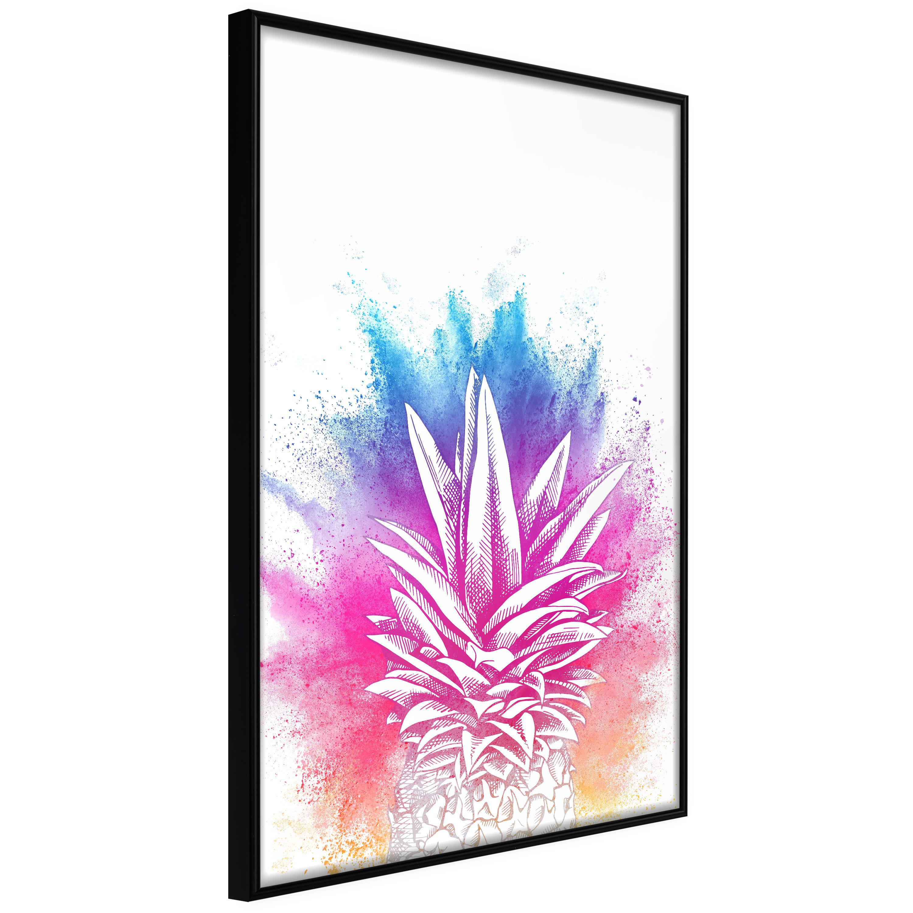 Sort Plakat Colourful Pineapple Ramme - Boligcenter Plakater  - 5901493710368