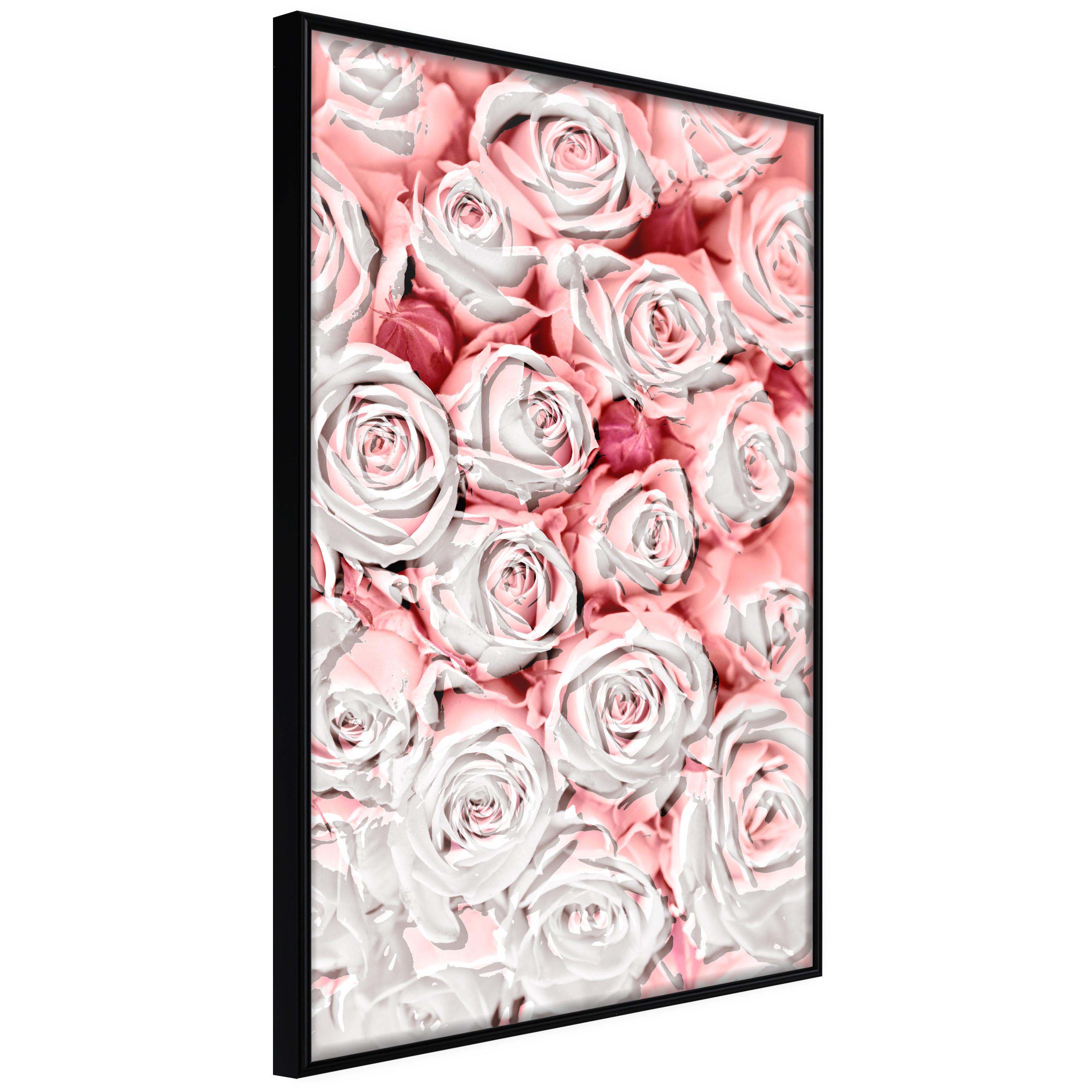 Sort Plakat White Roses Ramme - Boligcenter Plakater  - 5904419645454