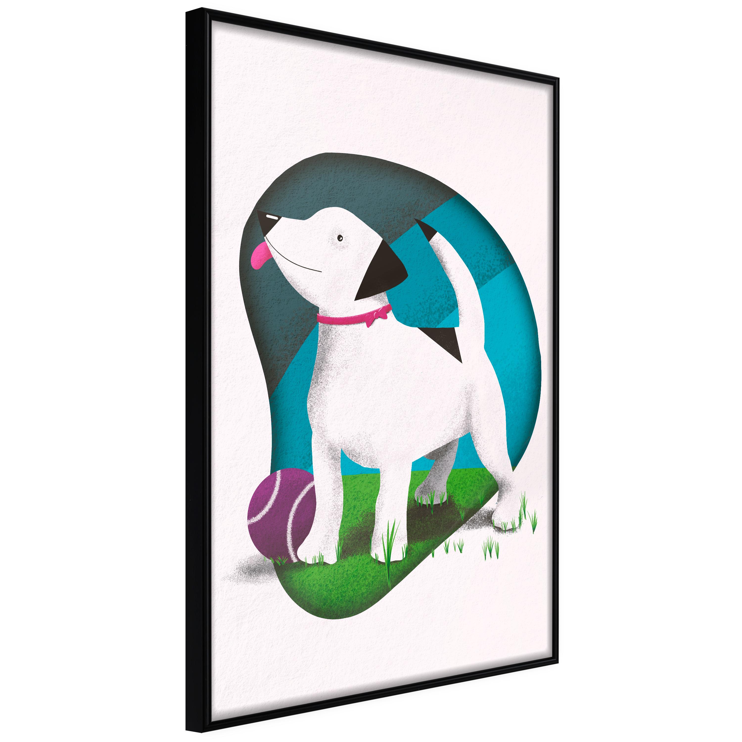 Sort Plakat Dog And Ball Ramme - Boligcenter Plakater  - 5904419659499