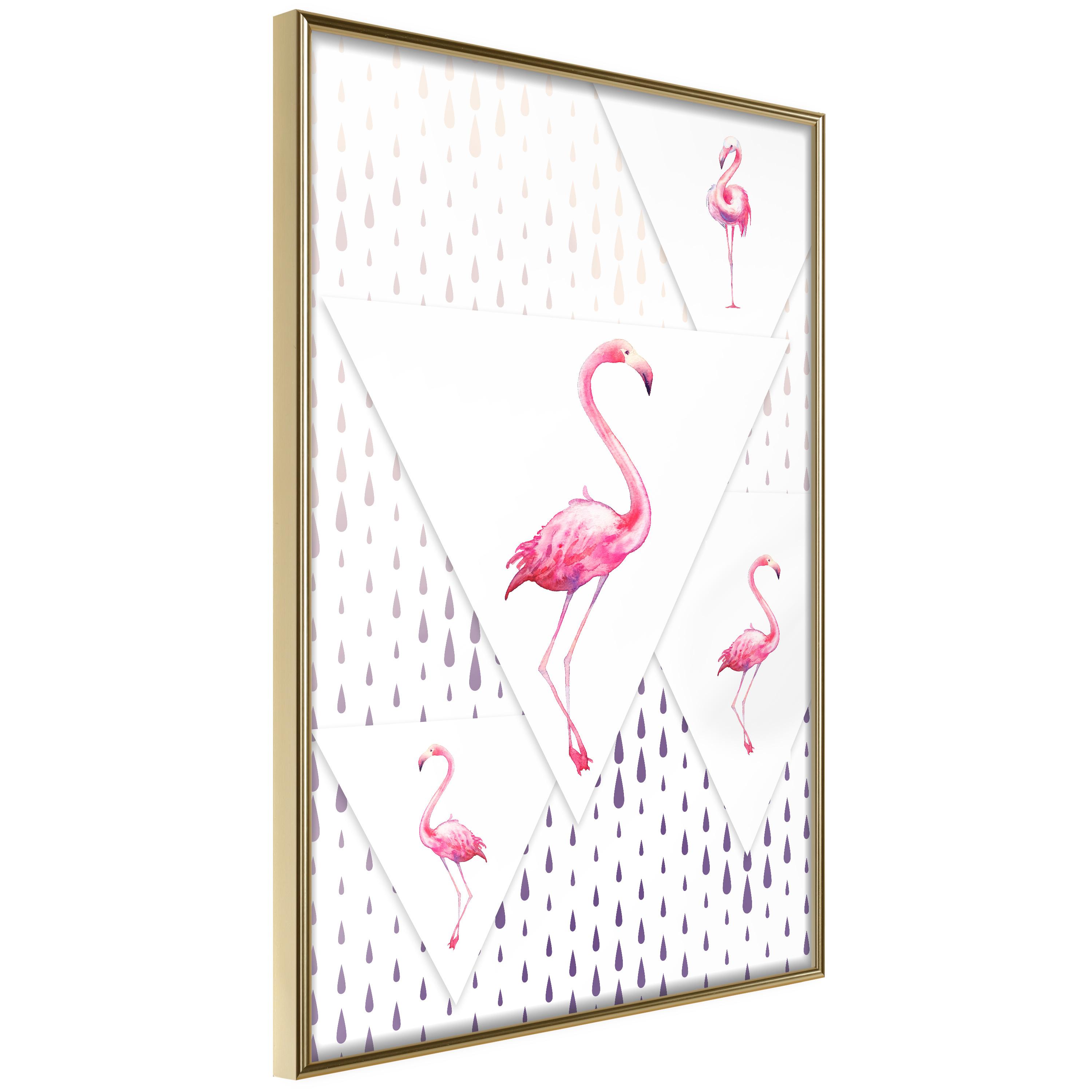 Plakat Flamingo Family Guldramme - Boligcenter Plakater  - 5901493709485