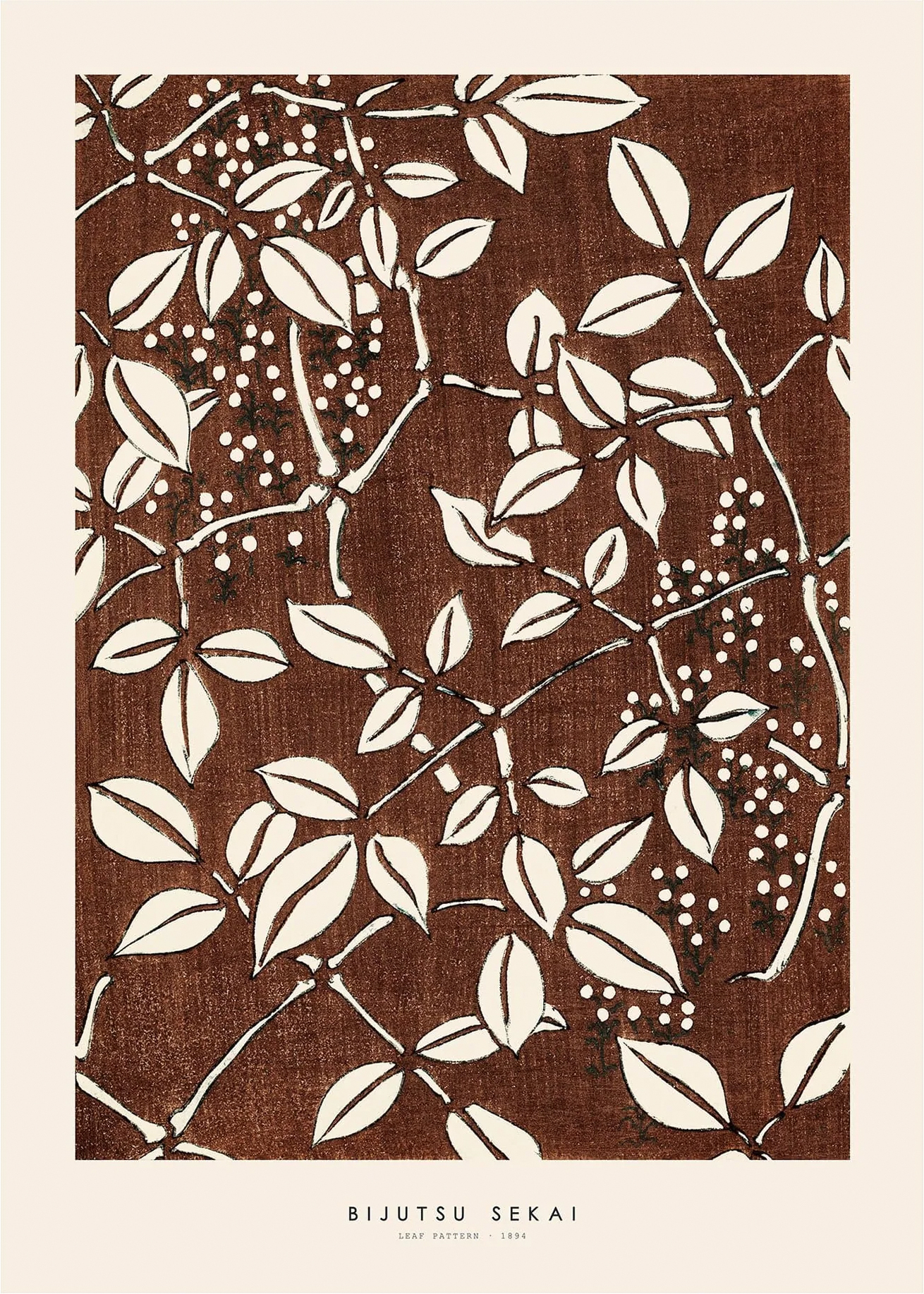 Rosa Leaf Pattern Bijutsu Sekai - Bijutsu Sekai Plakater