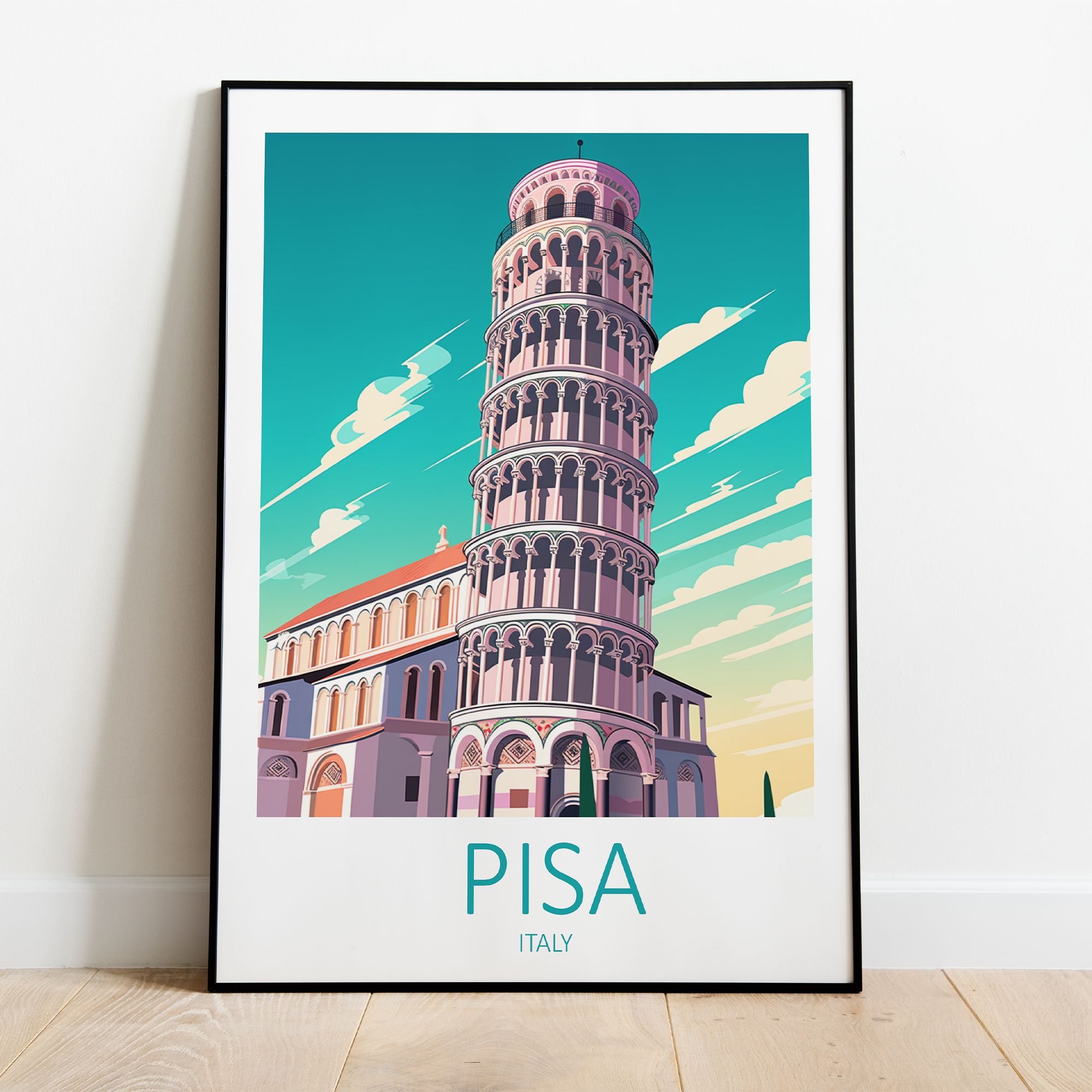 Leaning Tower Pisa Plakat - Just Karikatur Plakater