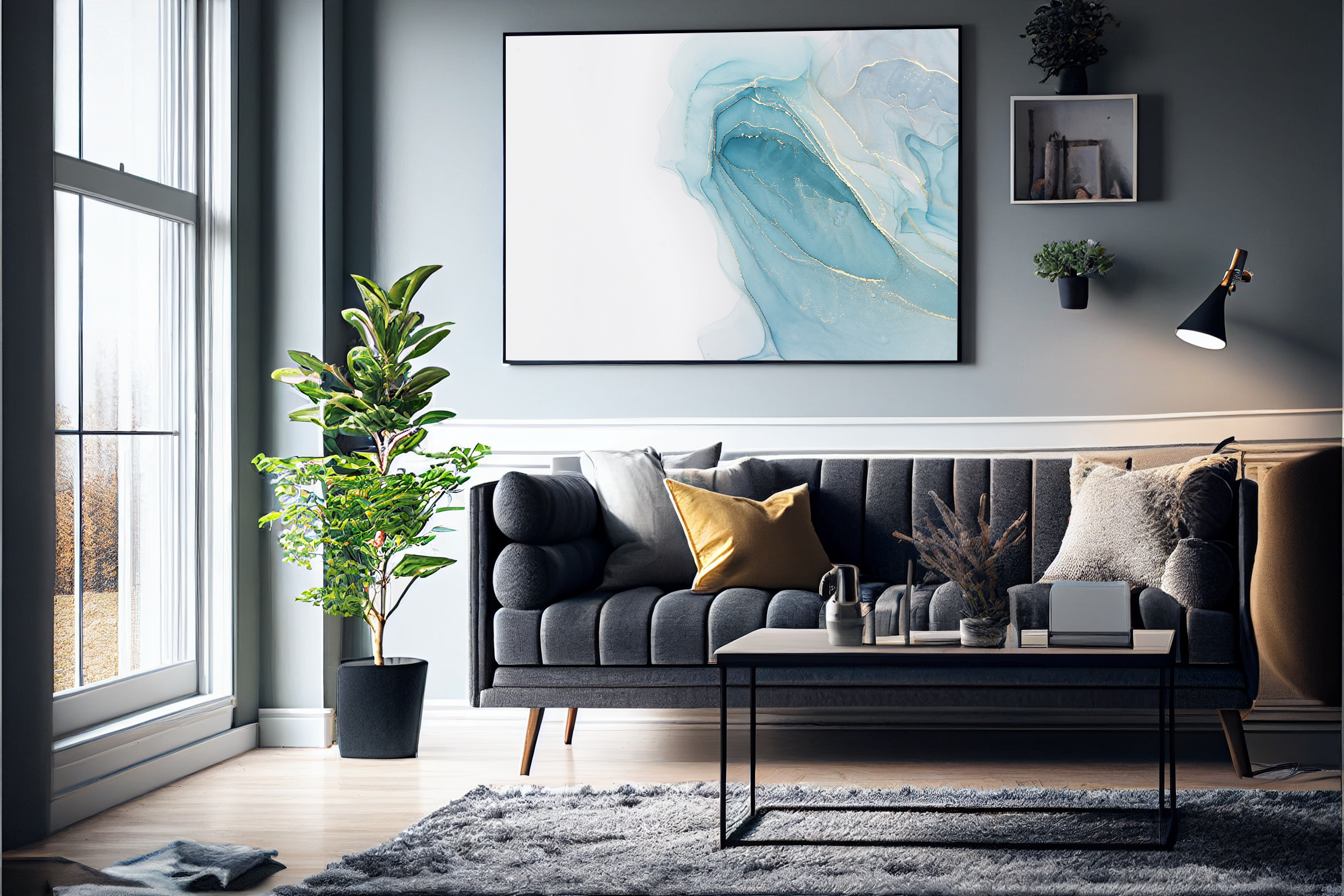 Abstrakt Blå Marble No1 Plakat Lærred - Just Karikatur Plakater
