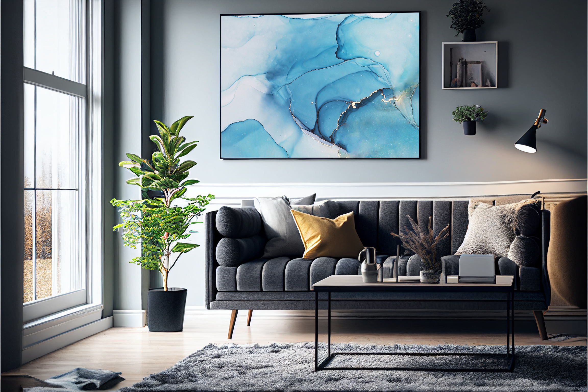 Abstrakt Blå Marble No11 Plakat Lærred - Just Karikatur Plakater